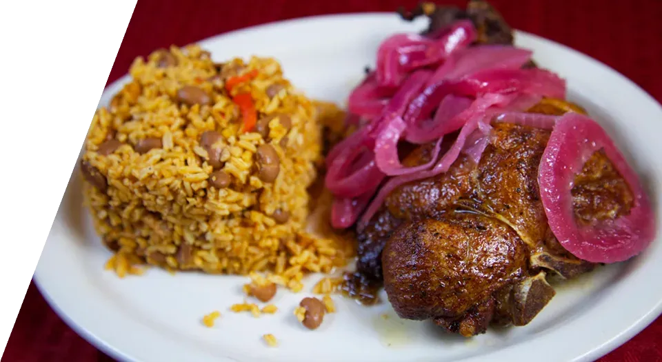 Authentic Caribbean Dish with Rice and Sautéed Onions
